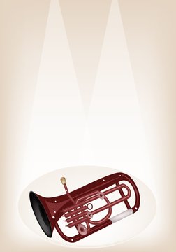 A Musical Euphonium on Brown Stage Background