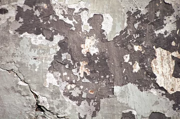 Deurstickers Verweerde muur zwart-wit haveloze oude muur achtergrond