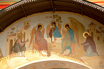painted wall at the entrance to the Trinity Lavra of St Sergius