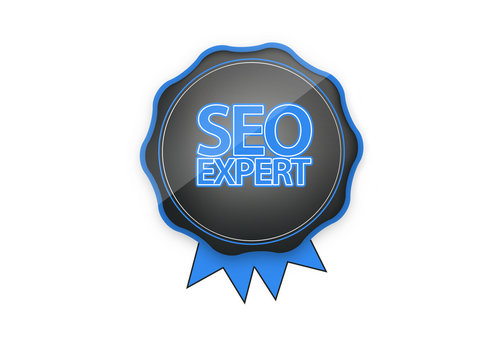 Seo Expert Badge, Blue Label, Search Engine Optimization