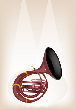 A Musical Sousaphone on Brown Stage Background