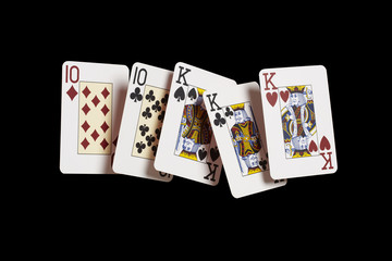 Poker, Fullhouse, Könige, schwarz, schwebend