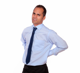 Fatigue adult man with back pain