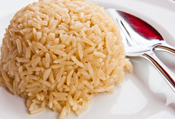 White rice on the plate