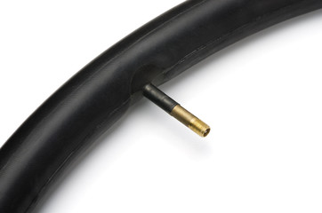 Close up of icycle inner tube with valve