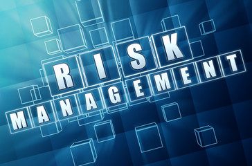 risk management in blue glass cubes