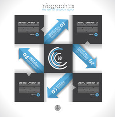 Infographic design template with paper tags. I