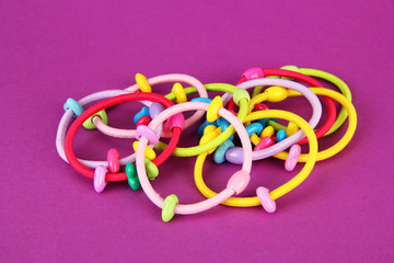 Naklejka premium Scrunchies on a pink background