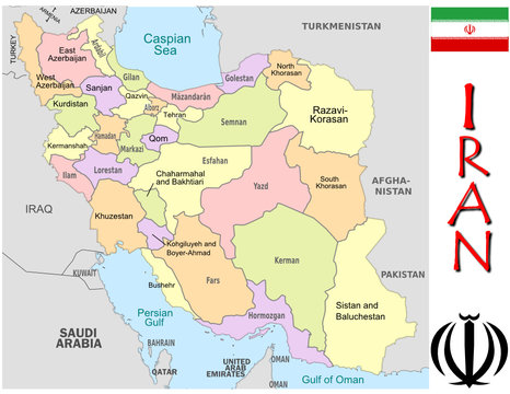 Iran Asia emblem map symbol administrative divisions