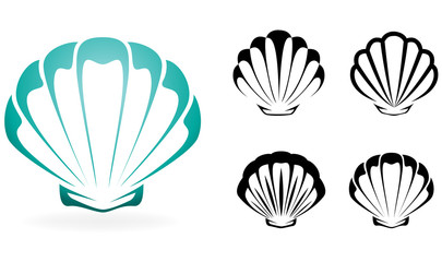 Shell collection - vector silhouette illustration