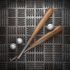 Baseball and metal wall background