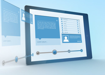 Digital tablet projecting social media profile