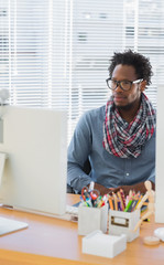 Fototapeta premium Handsome creative business employee having a videocall