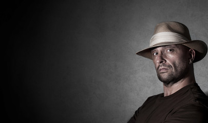 Portrait of a man with Panama hat