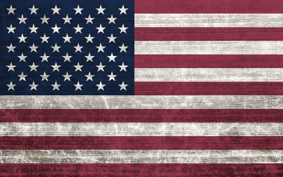 American flag with old fabric texture - illustration