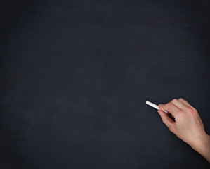 Naklejka premium Hand on chalkboard