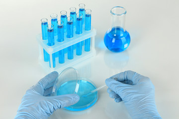 Scientist working at laboratory isolated on white