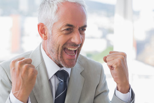 Succesful Businessman Cheering