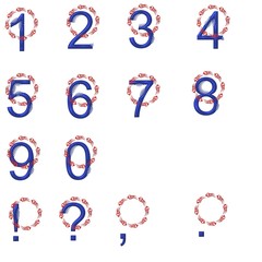 ABC Ariel blau metall mit rotem Kranz 3teilig