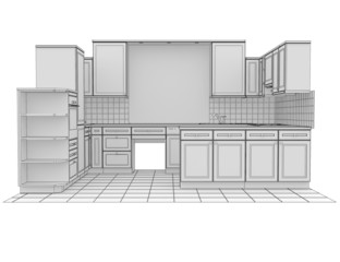 Kitchen rendered by lines