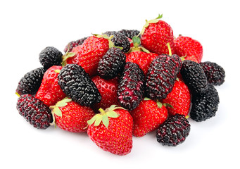 Ripe strawberry and mulberry