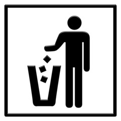 Simbolo gettare rifiuti nel cestino