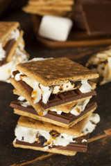 Homemade S'more with chocolate and marshmallow