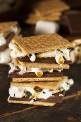 Homemade S'more with chocolate and marshmallow