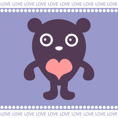 Romantic card with cute teddy