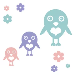 Fotobehang Romantic card with cute birds © paw