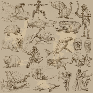 Australian collection - hand drawings into vector set