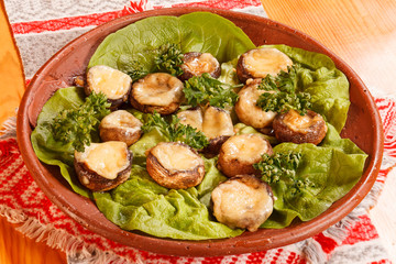 stuffed mushrooms with meat and cheese