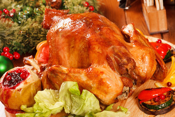 Garnished roasted turkey