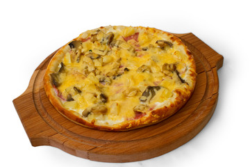 baked pizza mushrooms fast dinner crust italian food cheese isol