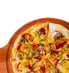 italian pizza white isolated cheese meal tomato food fast dinner