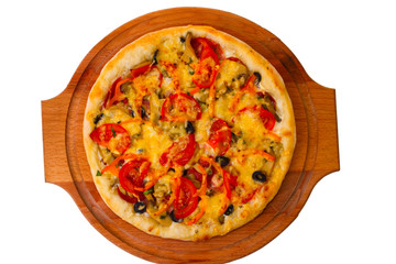 pizza isolated white cheese food italian tomato meal fast dinner