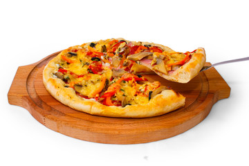 pizza isolated white cheese italian food tomato meal fast dinner