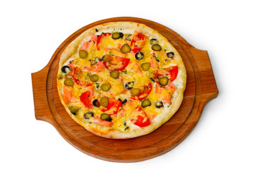 pizza isolated white cucumber cheese a food italian tomato meal