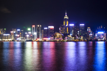 Skyline of Victoria Harbour in Hong Kong at night