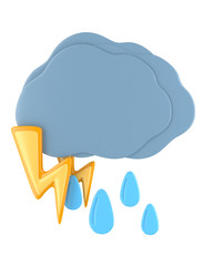 Dark cloud with raindrops and lighting