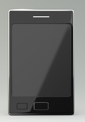 Black smartphone on grey background