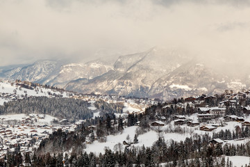 Aerial View on Ski Resort Megeve in French Alps, France