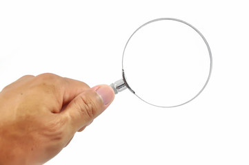 Magnifying glass in hand
