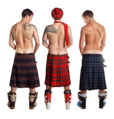 Three men peeing