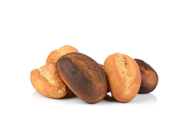 Mix fresh mini baguette on white background