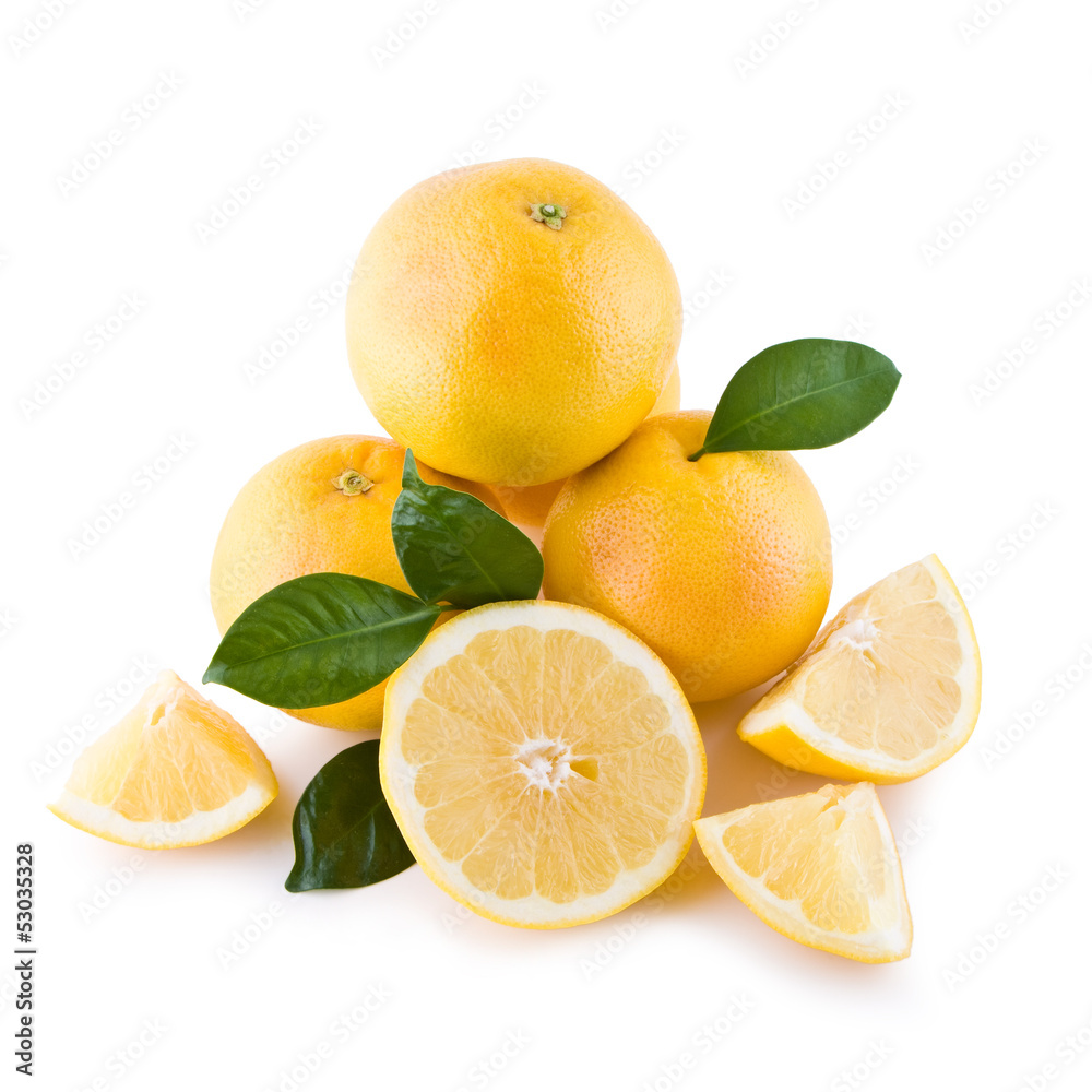 Wall mural White grapefruits isolated - Wall murals