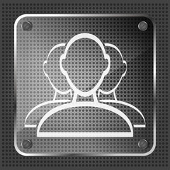 glass user group web icon on a metallic background