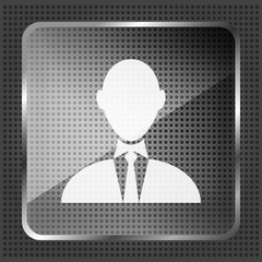 glass businessman icon on a metallic background