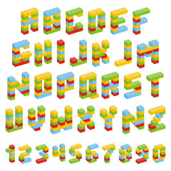 Alphabet set made of toy blocks isolated