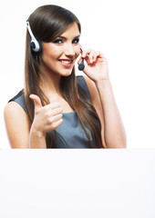 Headset woman customer service worker
